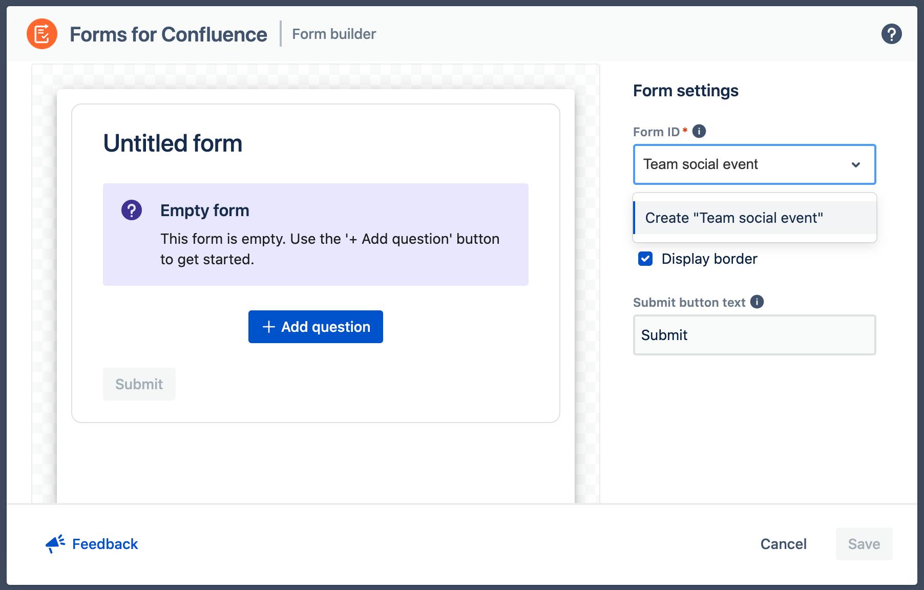 Form builder in Confluence