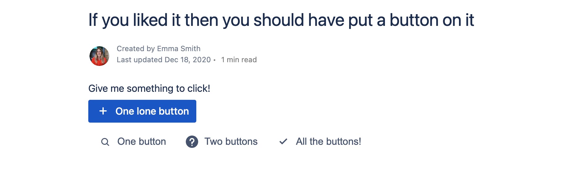 Screenshot of text within Confluence and a button