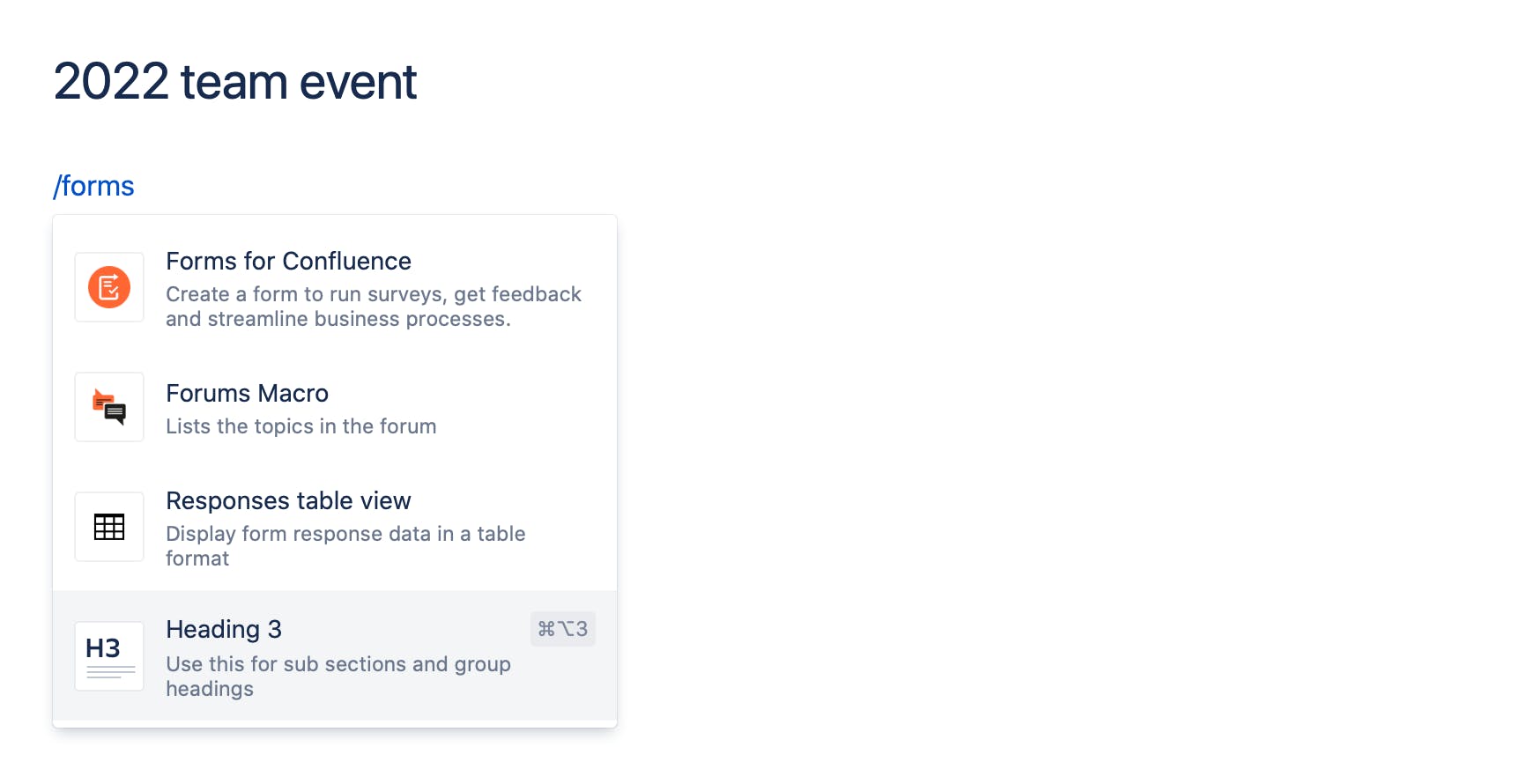 Adding a form to Forms for Confluence