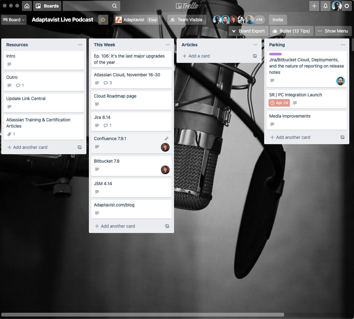 The Adaptavist Live Trello board.