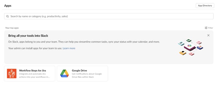 Screenshot showing Workflow Steps for Jira in the Slack Apps section