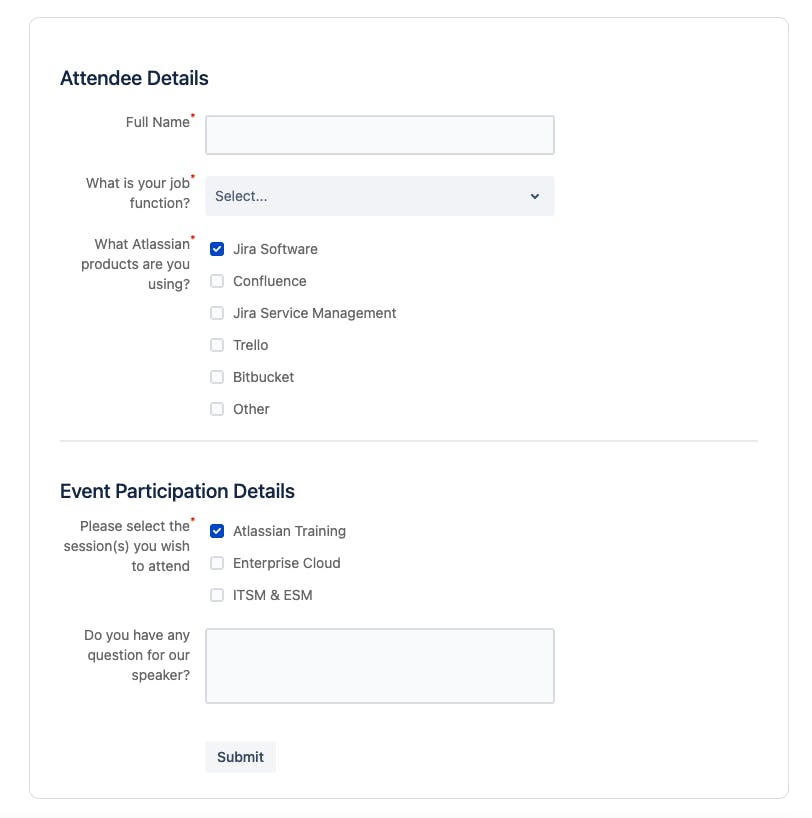 Screenshot showing a form with text fields to fill in