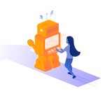 Woman and robot