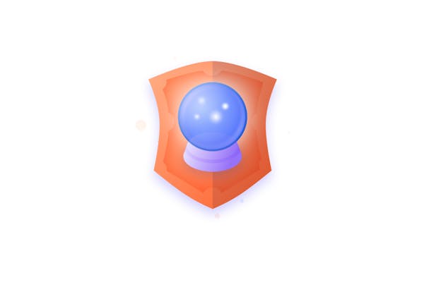 A shield with a crystal ball