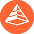 White pyramid in orange circle