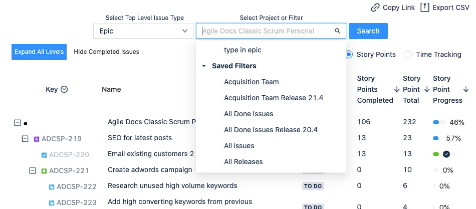Using the search bar within Jira