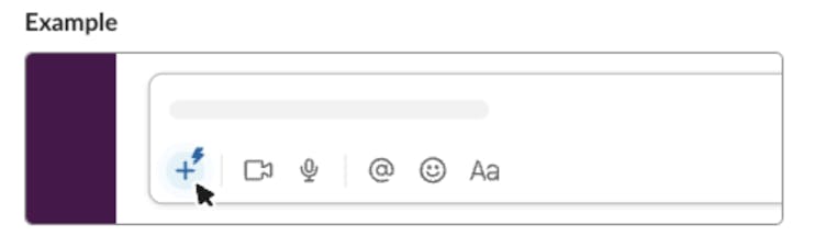 Screenshot of Shortcut button in Slack