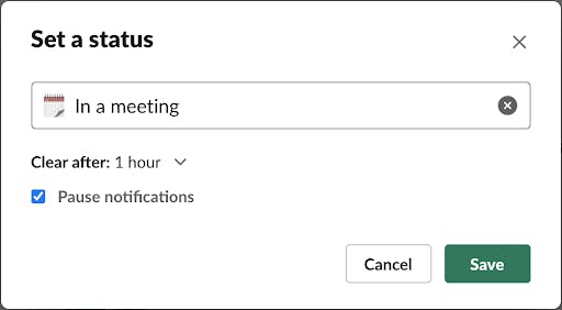 Set Slack status and update Slack notifications