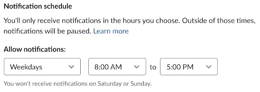 Slack notification schedule