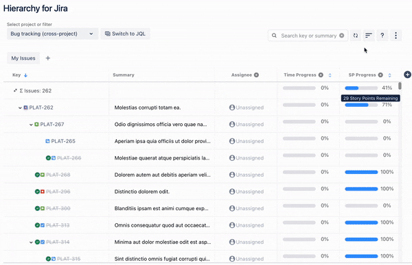 GIF showing Jira linked issues