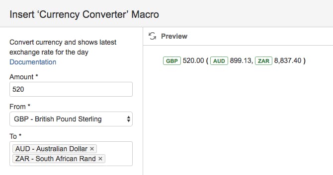Screenshot of Currency Converter macro