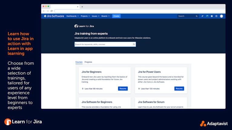 Screenshot of Learn for Jira