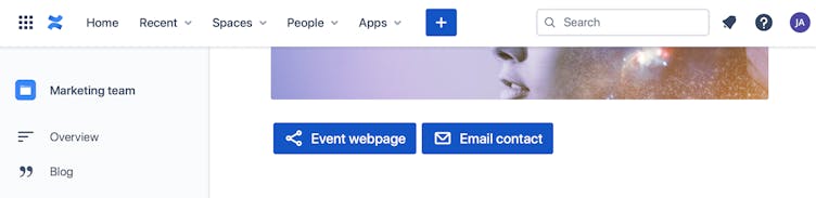 Confluence page with buttons
