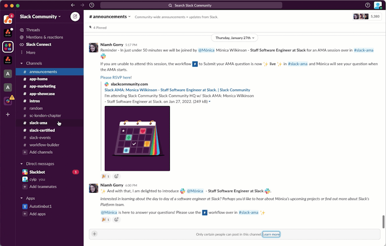 Slack update #4- View conversations side by side with split view