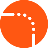 White dots and lines on orange circle