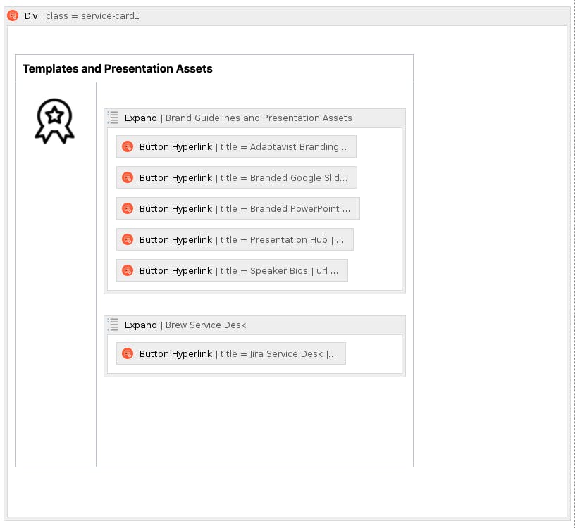 Screenshot showing a form with a badge icon and a list of macros