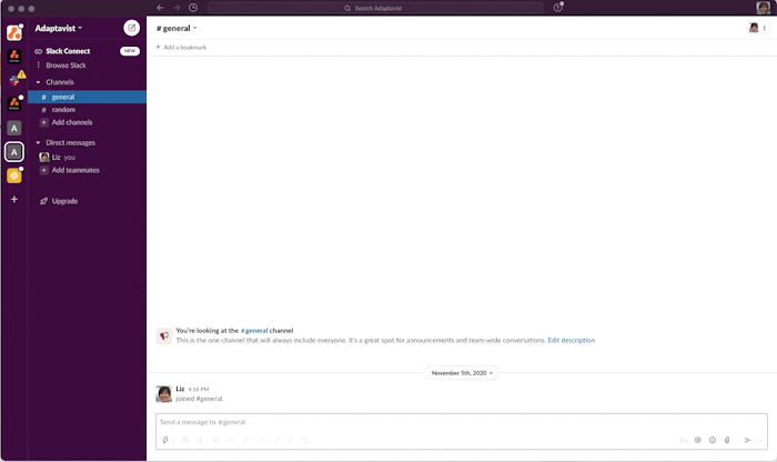 Creating a new Slack channel