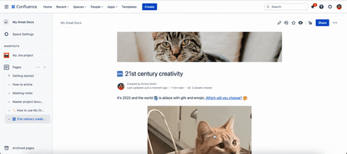 Gif showing an anchor macro in use in Confluence