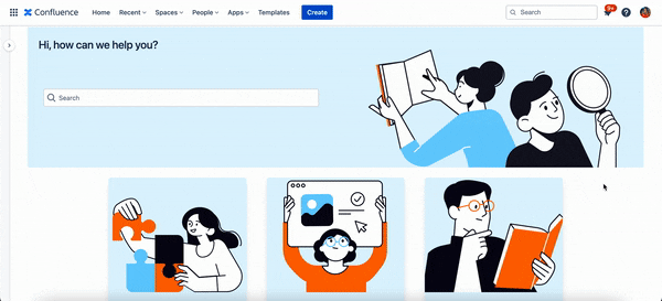 GIF of cursor scrolling and interacting with elements on a Confluence page