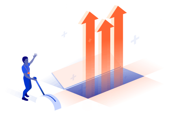 Illustration of a figure pulling a lever and releasing change