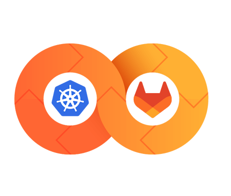 GitLab and Kubernetes logo within an infinity sign