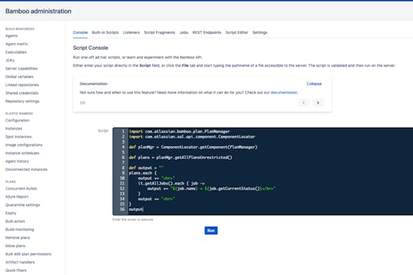 Product screenshot with console