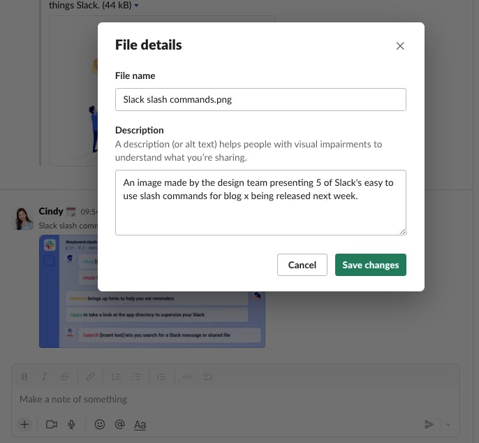Slack update #2- Add descriptions to images in Slack.