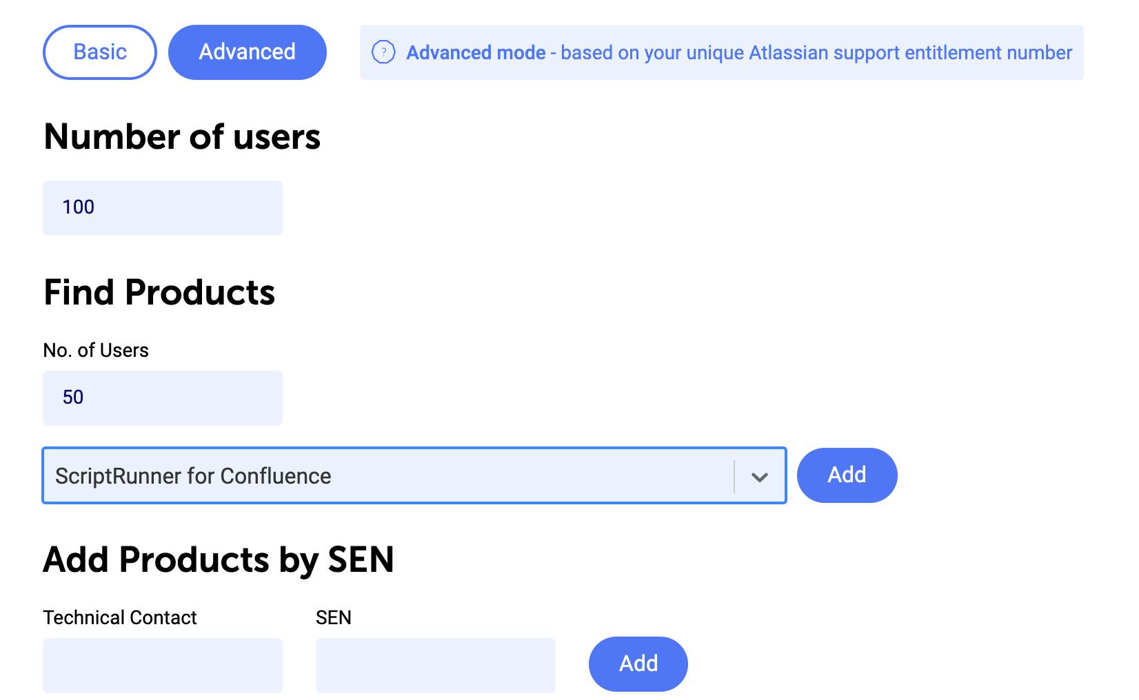 Advanced Atlassian licence calculator