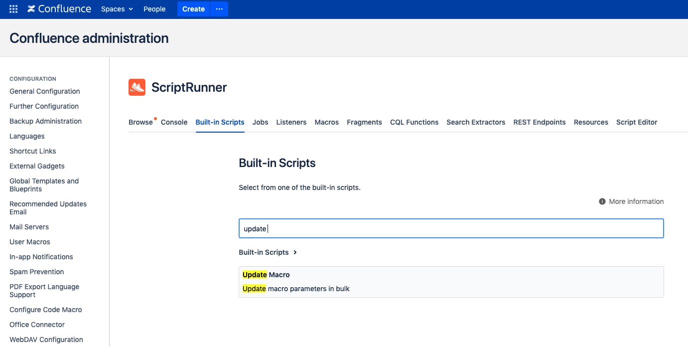 Update Macro built-in script in ScriptRunner for Confluence