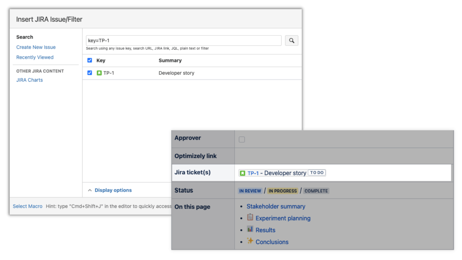 Jira issue filter macro