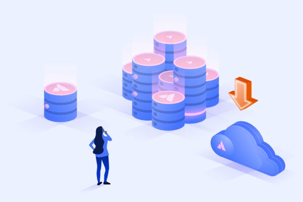illustration showing migration from a server to the cloud