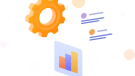 a cog and a bar chart