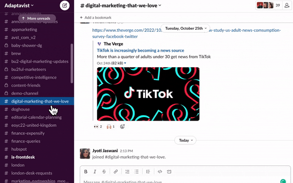 GIF showing how to rename a Slack channel