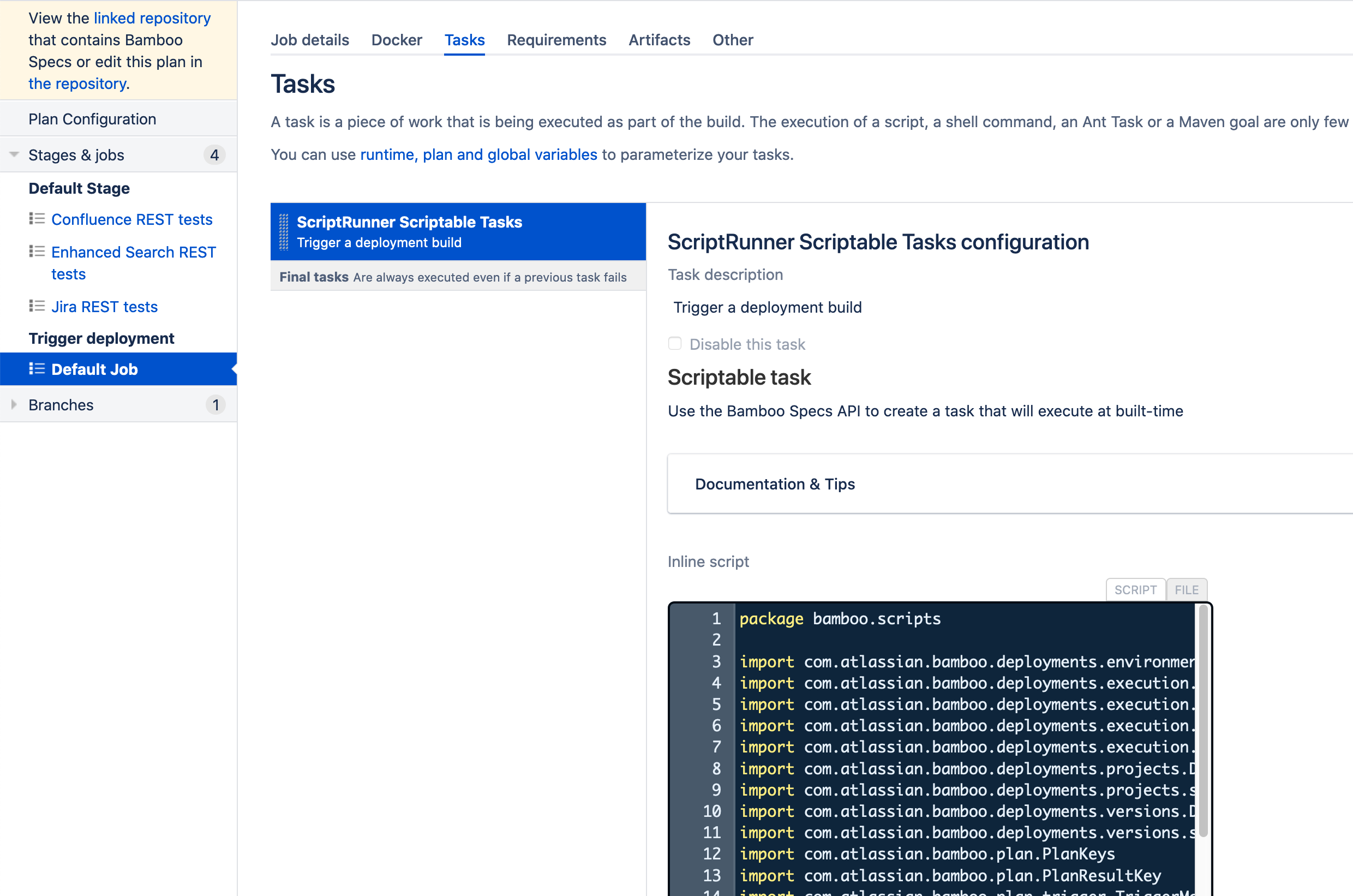 How to trigger a Bamboo deployment project from a Staging test build