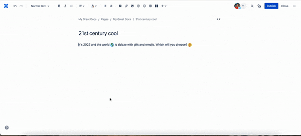 Gif showing a header image being added in Confluence