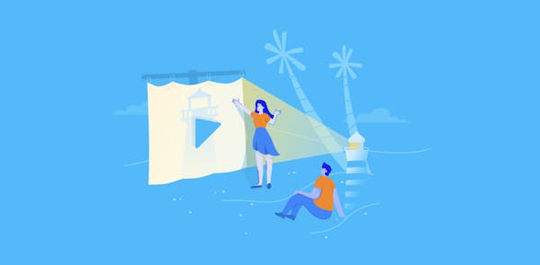 Man and woman watching screen