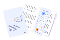 'Best practices for ensuring a successful ITSM implementation' book open to the continuous improvement flow chart page.