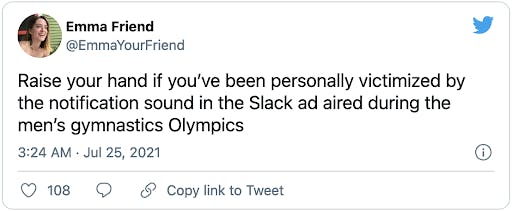 Slack notifications_Image from Twitter in response to Slack Olympics ad
