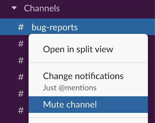 Mute channel Slack notifications