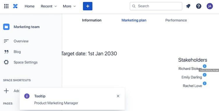 Example of Tooltip macro on Confluence page
