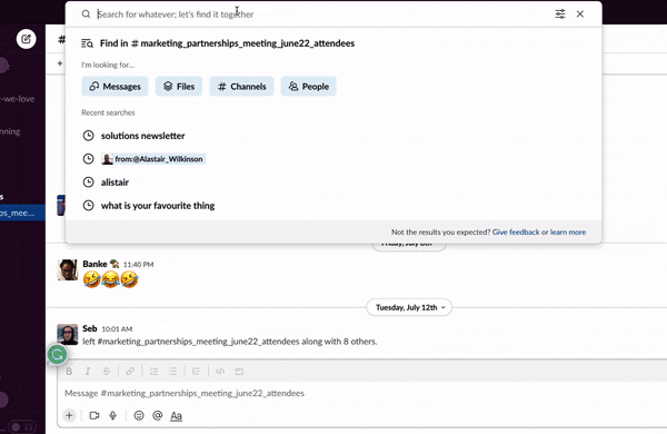 GIF showing how to join a Slack channel