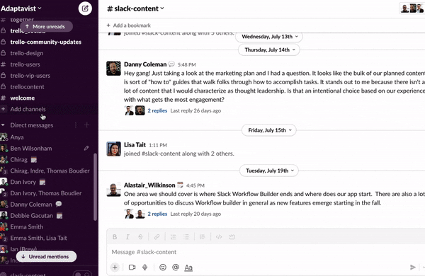 GIF showing how to make a Slack channel private
