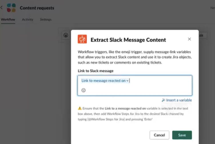 Screenshot showing the Extract Message Step