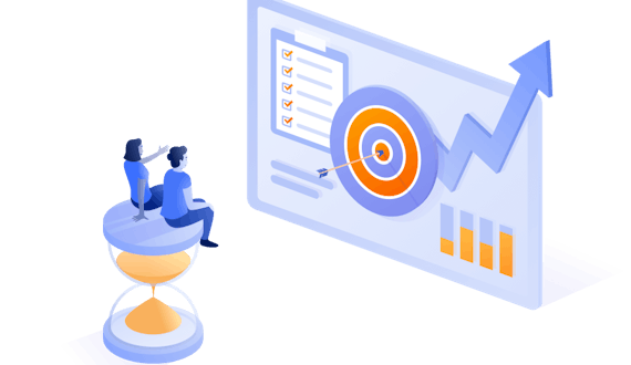 Illustration of figures looking at a target a target