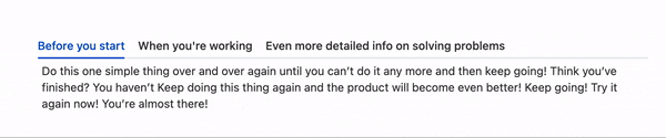 Gif of curser scrolling between tabs of text