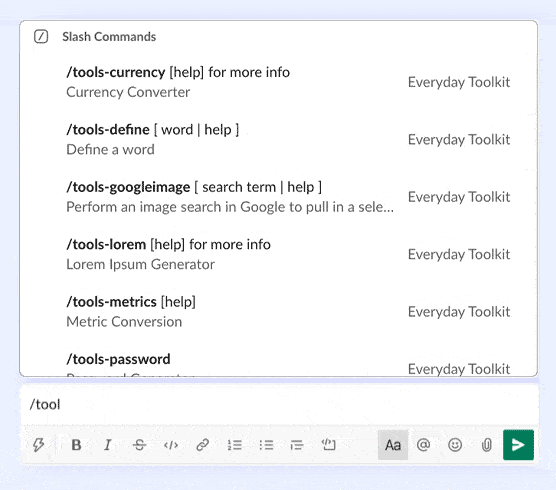 Animation showing Everyday Toolkit commands