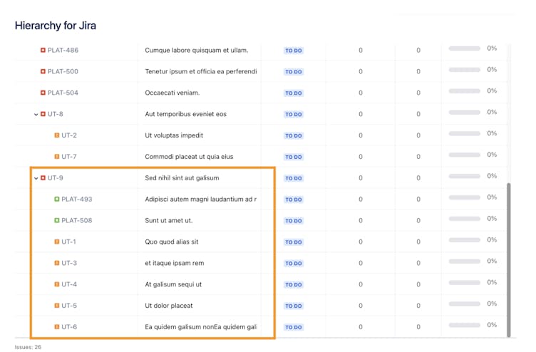 Additional Jira linked issues insights in Hierarchy for Jira