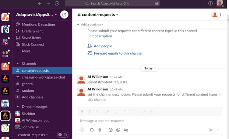 Screenshot showing how to access the Slack Workflow Builder