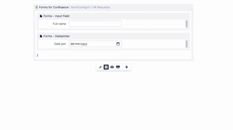 Gif of inserting a form to Confluence