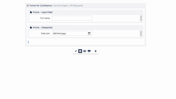 Gif of inserting a form to Confluence